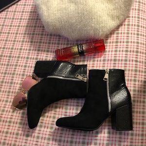 Black faux snake skin bootie